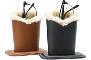Bivisen Eyeglass Holder Stand, Modern Velvet Plush Lined PU Leather Eyeglasses Glasses Holder Case