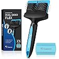 iToleeve Dual Flex Slicker Brush Dog Brush, Gentle Grooming Tool for Sensitive Dogs & Cats - Ideal for Long Hair, Removes Undercoat, Tangles, and Knots