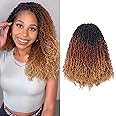 Toyotress Yanky Twist Crochet Hair - 10 Inch 8 Packs (30 Strands/Pcs) Fluffy Spring Mini Twist Passion Twist, 3 Tones Ombre Brown Pre-Looped Crochet Braids Braiding Hair (10 Inch, OT30/27-8P)