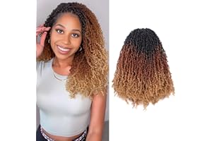 Toyotress Yanky Twist Crochet Hair - 10 Inch 8 Packs (30 Strands/Pcs) Fluffy Spring Mini Twist Passion Twist, 3 Tones Ombre Brown Pre-Looped Crochet Braids Braiding Hair (10 Inch, OT30/27-8P)