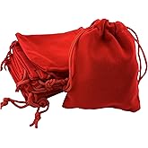 Palmhomee Pack of 48 3x4 Inch Velvet Drawstring Bags Gift Bag Velvet Pouch For Jewelry Wedding and Party Favor (Red)
