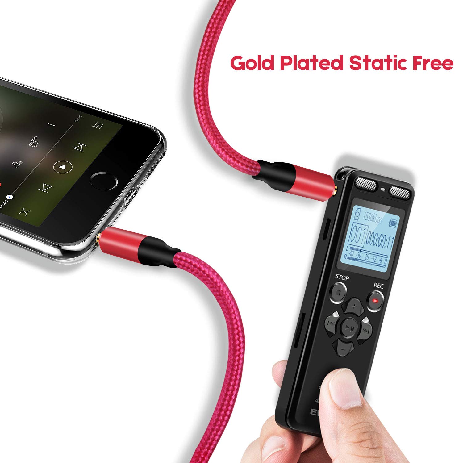 EVISTR 3.5mm Stereo Audio Cable [2Pack 6FT] Aux Cord Male to Male TRS 1/8 inch Jack Cables for Recorder, MP3 Player, Tablets, Headphones, Car & Home Stereos, Speakers More 3.5mm Audio Auxiliary Port