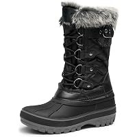 HARENCE Kids Winter Snow Boots: Waterproof, Fur-Lined, Hook & Loop Toddler Boots For Boys & Girls - Black, Size 5 Big Kid - View #6