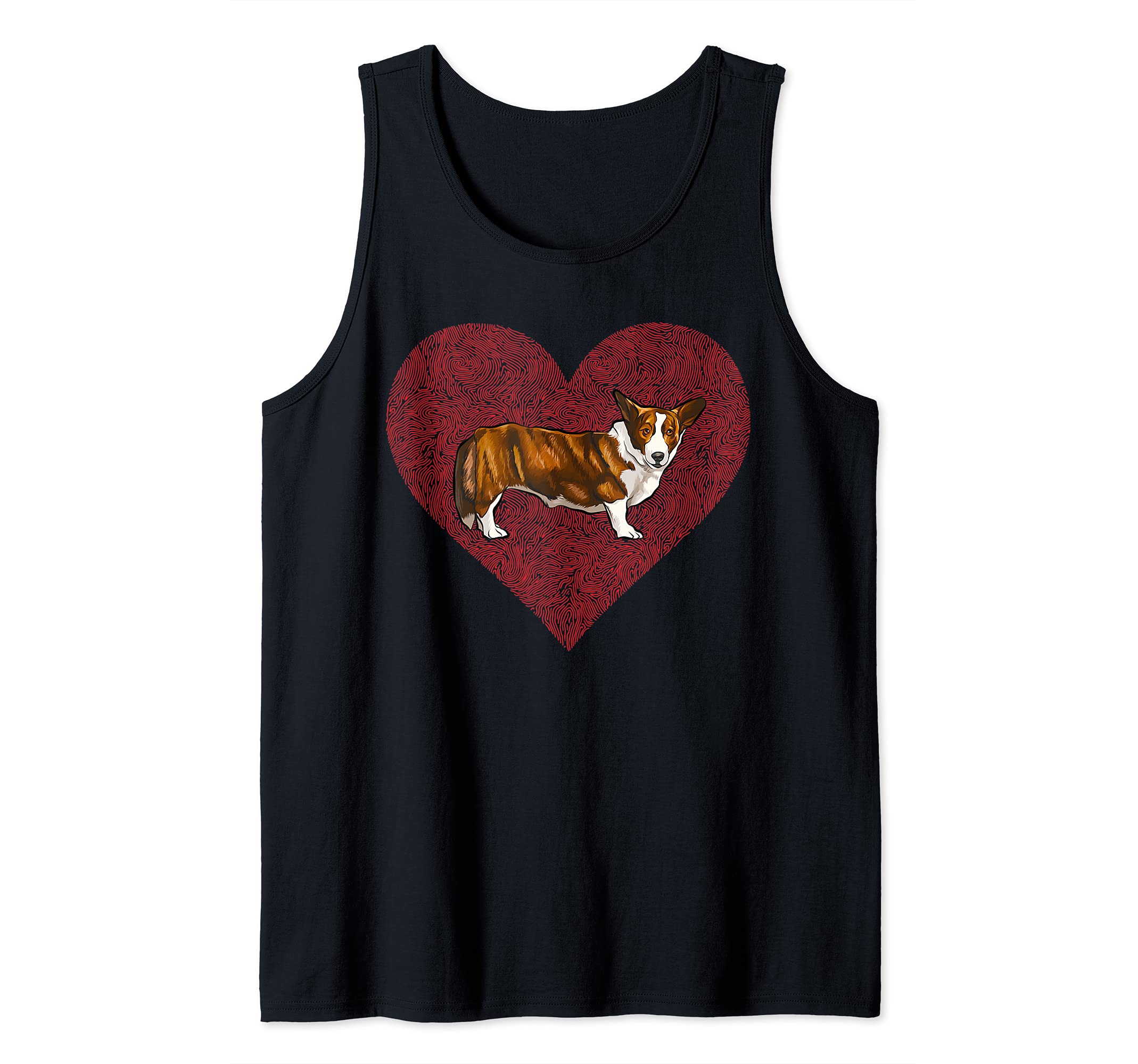 Cardigan Welsh Corgi Valentines Day Dog Love Fingerprint Tank Top