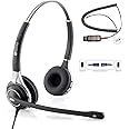 TruVoice HD-750 Premium Wired Headset with Ultra Noise Canceling Microphone & HD Speakers - Includes Amplified Adapter Cable Compatible with Avaya 16xx, 96xx and J Series Desk Phones