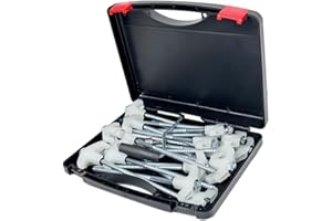 20PCS Screw in Tent Stakes, Glow in The Dark Heavy Duty Steel Tent Pegs with a Hex Head Adapter, a Pull Hook and a Convenient