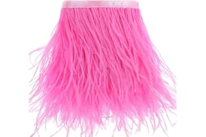 2 Yards Ostrich Feathers Trims Fringe - for Dress Sewing Crafts Costumes Decoration (Pink)