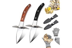 Oyster Knife Set, Oyster Shucking Knife with Oyster Shucking Knife Glove, TWUTGAYW Stainless Steel Oyster Shucker Set with Wo