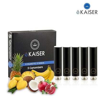 E-Shisha | E-Liquid 5er Pack Schwarz Cartomizer | Tropisch Mix | E-Zigarette | für eKaiser Wiederaufladbar E-Shisha Zigarette