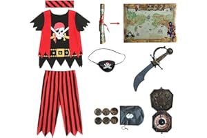 Wizland Kids Pirate Costume Buccaneer Princess Costume Pirate Lass Costume Pirate Role Play Dress Up Set
