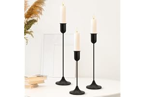 EAST FLAME Candle Holder - 3 PCS Candlestick Holders - Vintage Candle Stick Holder - Modern Decorative Centerpiece - Cozy Atmosphere Gift for Home Decor, Wedding, Black Taper
