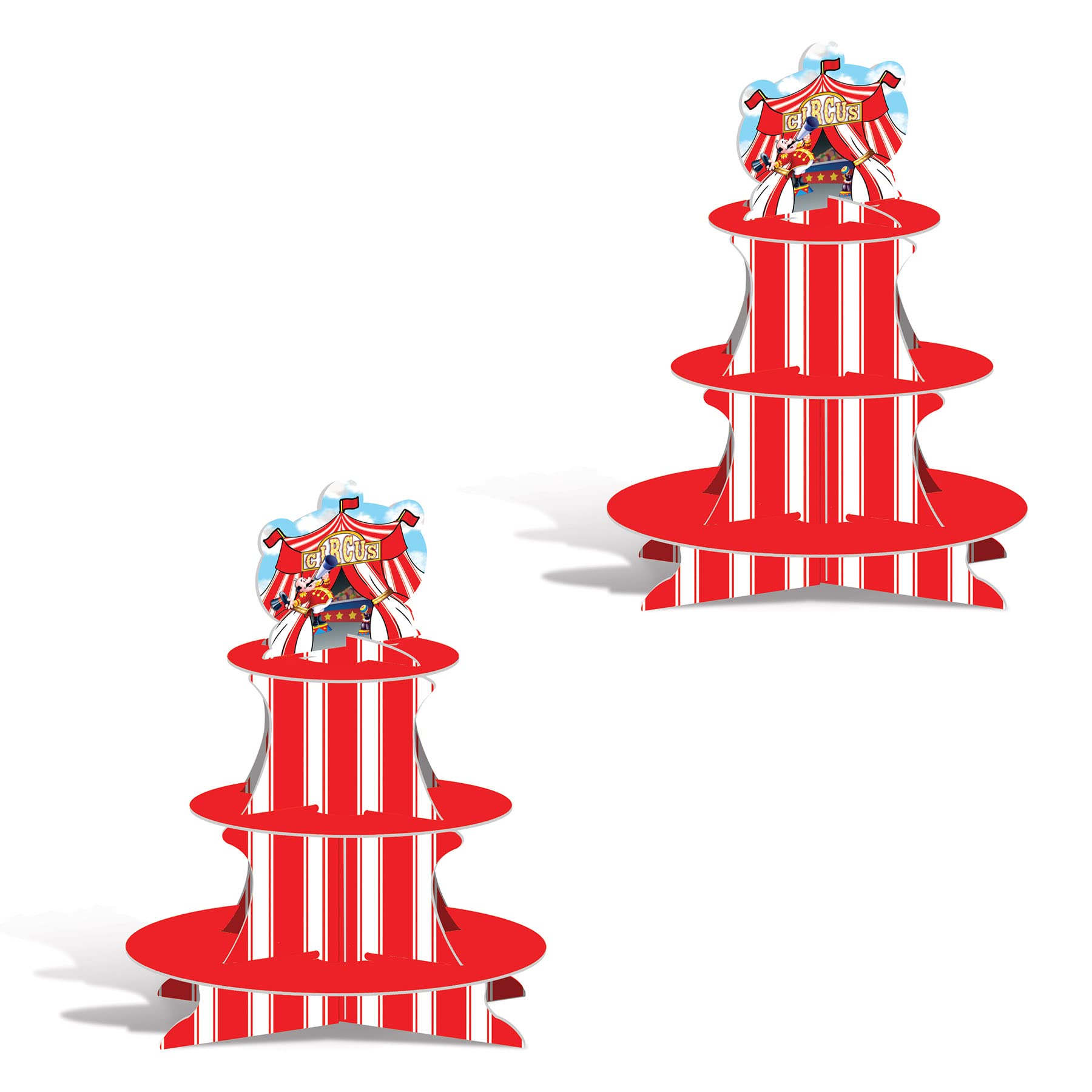Beistle And Dessert Holders for Carnival Theme Birthday Party Supplies, Paper, Red/White, 16"