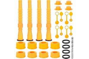 NEAGLORY 4-Kit foldable Gas Can Spout Replacement, Flexible Pour Nozzle with Screw Collar Caps, Spout, Spout Sealing Cap, Extra Rubber Gasket, Replacement Vent Caps Suitable for Most 1/2/5/10 Gal Oil