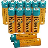 Kinon Double A Rechargeable Batteries 1.2V NiCD AA 1000mAh (12 Pieces) for Outdoor Solar Garden Lights Landscape Pathway Ligh