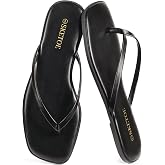 SKETOE Flip Flops Sandals for Women Square Toe Lightweight Thong Slides