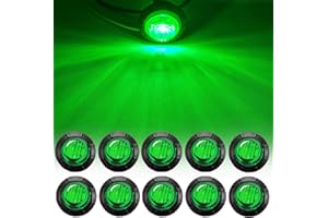 NBWDY 10Pc 3/4'' Round Green Led Bullet Marker lights,Front Rear Side LED Marker Lights,LED Clearance Lights,LED Trailer Marker Lights for Trailer Truck RV Car Bus Van Pickup ATV Boat Caravan