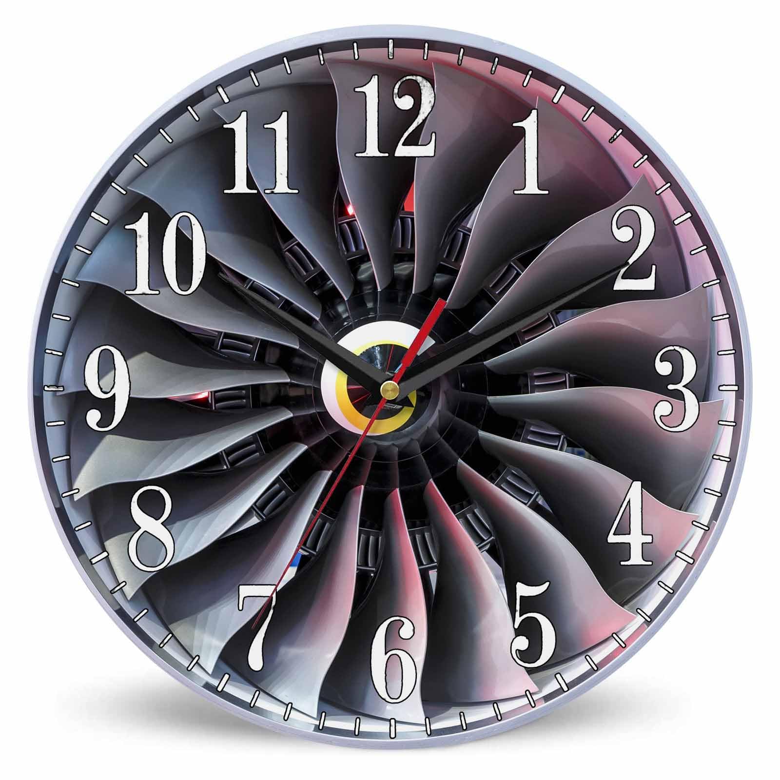 Photo 1 of **FOR PARTS** Mxocom Jet Engine Wall Clock Turbine Blade Fan Gear 10 Inch Silent Non Ticking Battery Operated Clock Vintage Round Clock for Living Room Bedroom Bathroom Office Decor