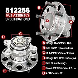 Pair 512256 Rear Wheel Bearing Hub Assembly