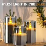 Yinuo Mirror Led Flameless Candles 3 Pack Grey Glass 4 5 6 inch with Remote view 3