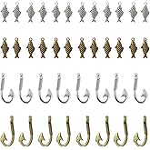 yueton 80PCS Alloy Fish Hook Sea Fish Charms Pendents Marine Animals Pendants Sea Theme Pendants for Earrings Bracelets Necklaces Jewelry Making and DIY Beach Crafts