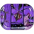 Impressed Trippy Drippy Rolling Tray for Women - Girly Purple 7" X 5" Small Mini Size Cute Cigarette Rolling Tray for Girls - Premium Metal Custom Design Raw Tobacco Smoking Accessories Gift