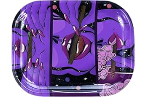 IMPRESSED.CO Impressed Trippy Drippy Rolling Tray for Women - Girly Purple 7" X 5" Small Mini Size Cute Cigarette Rolling Tray for Girls - Premium Metal Custom Design Raw Tobacco Smoking Accessories Gift