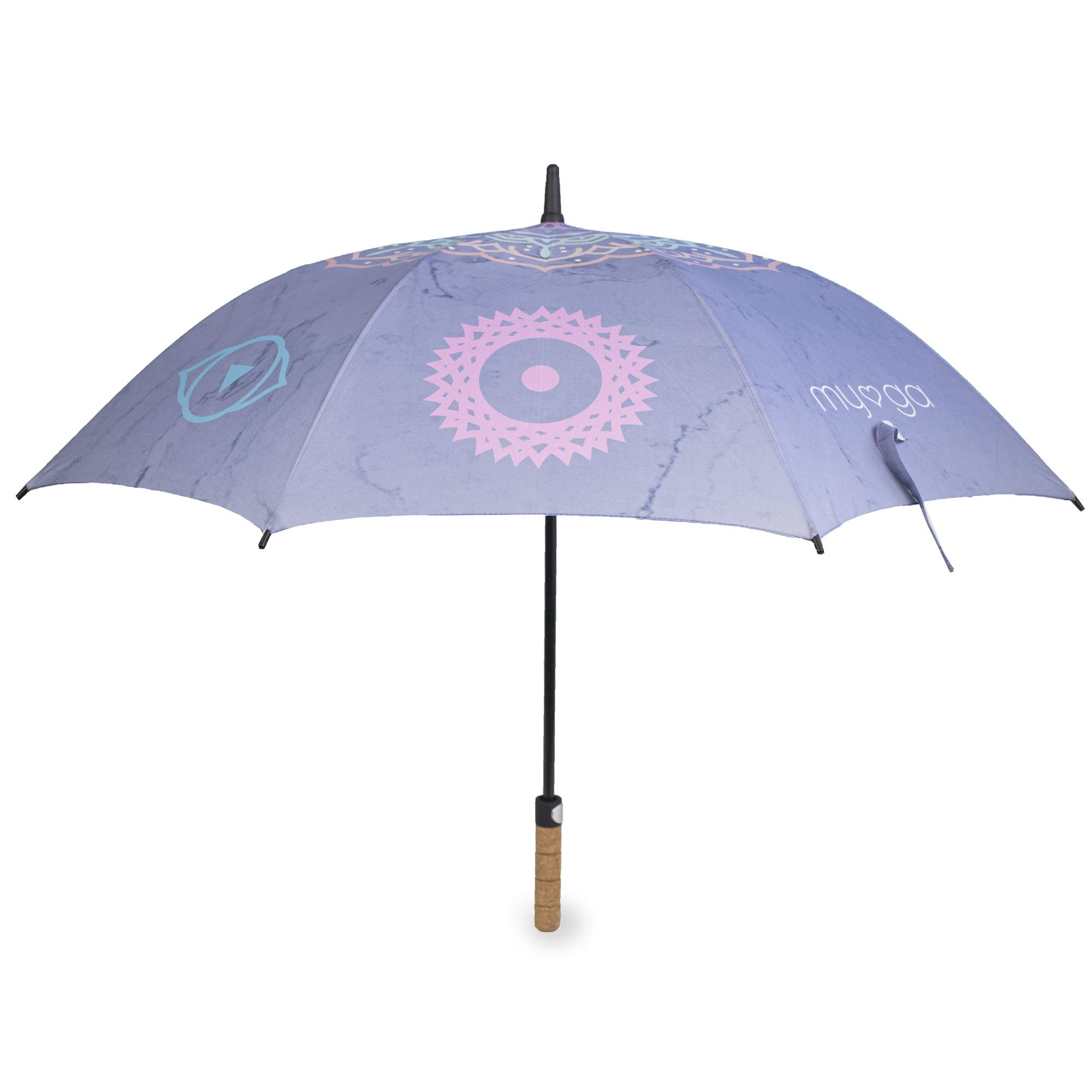 Myga Umbrella - Large Oversize Brolly with Auto Open and Cork Handle for Men and Women - Lightweight, Windproof & Wind Resistant for Rain & Sun Protection - Chakra