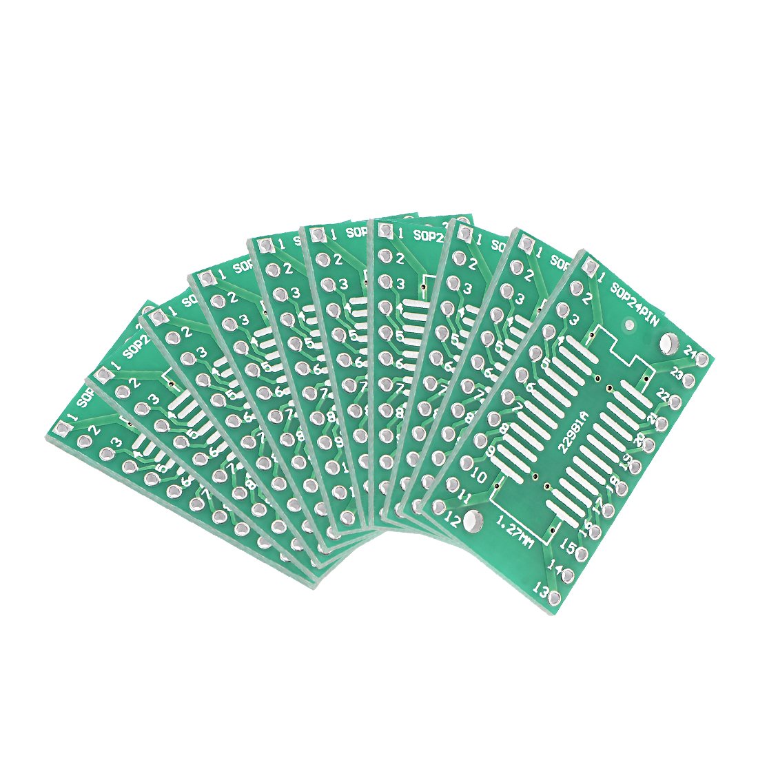 Sourcingmap SSOP 24PIN 0.65 / SOP 24PIN 1.27 to DIP Adapter PCB Board Surface Mounted Devices Converter 10pcs