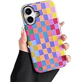 branple Compatible with iPhone 17 Case, Cute Colorful Checkered Case with Shockproof Slim Soft TPU and Hard PC Protective Cover for Women/Men Designed for iPhone 17 6.3'', Colorful 2