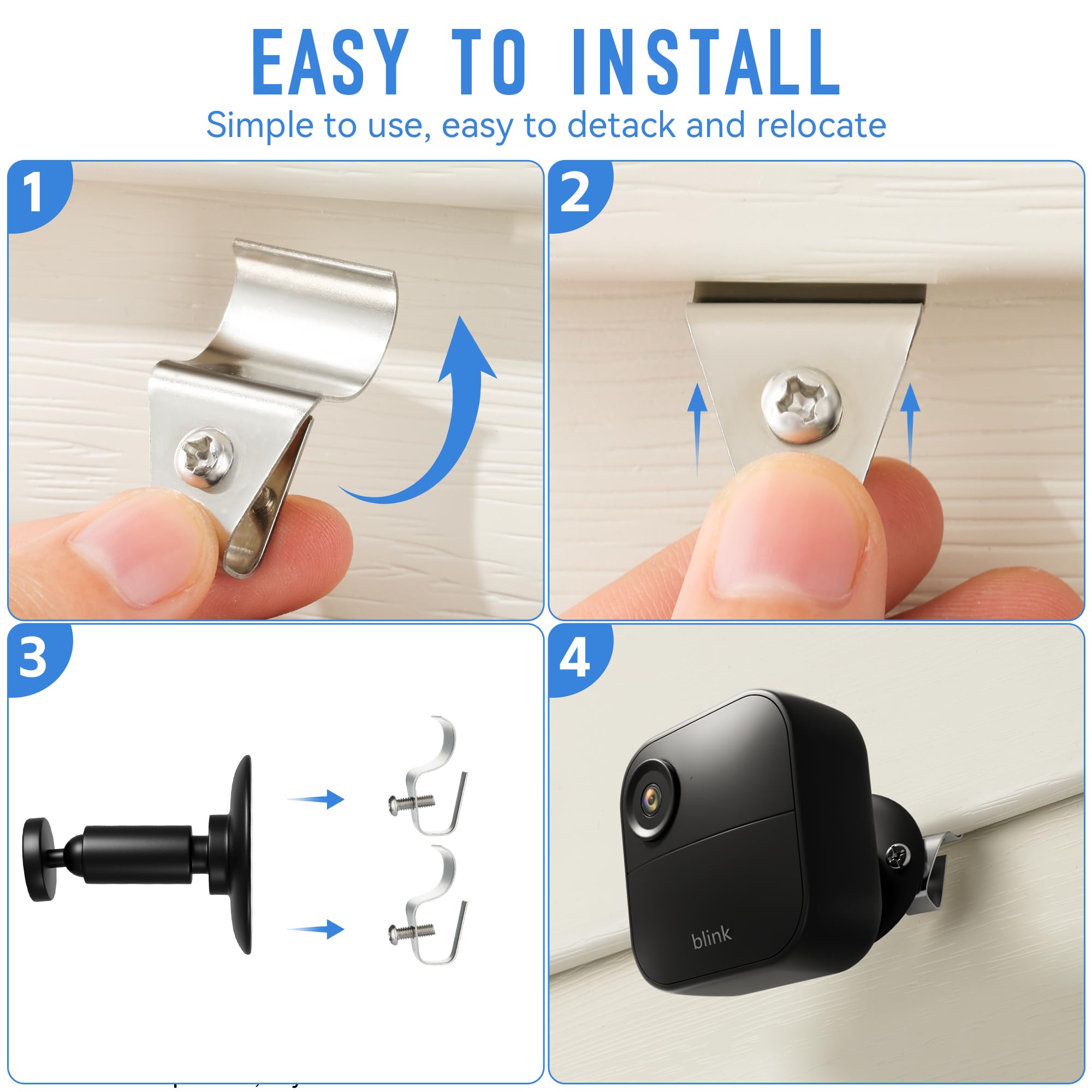 (10 Pack) Vinyl Siding Clips Hooks No-Hole Needed Outdoor Siding Screws Hanger for Mount Home Security Camera