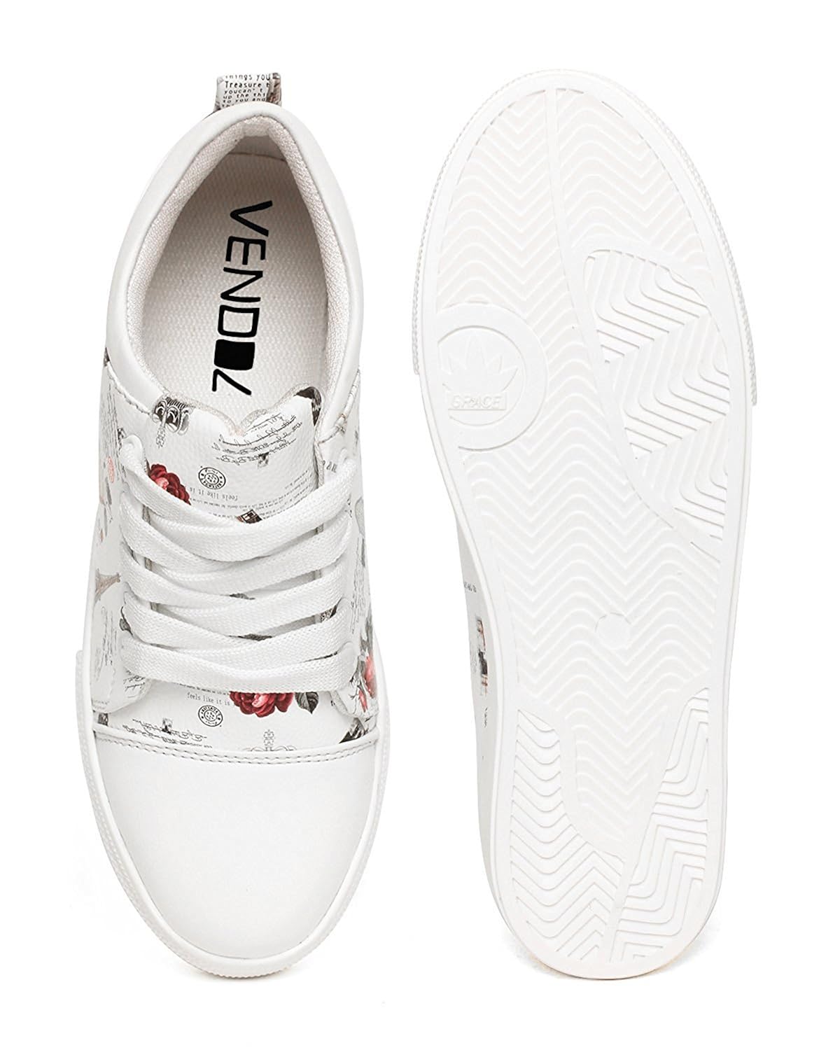 ethics premium white sneaker shoes for women (38 eu, white print red)