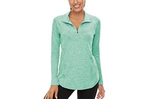 LURANEE Womens UPF 50+ Long Sleeve 1/4 Zip Pullover Athletic Hiking Running Workout Tops