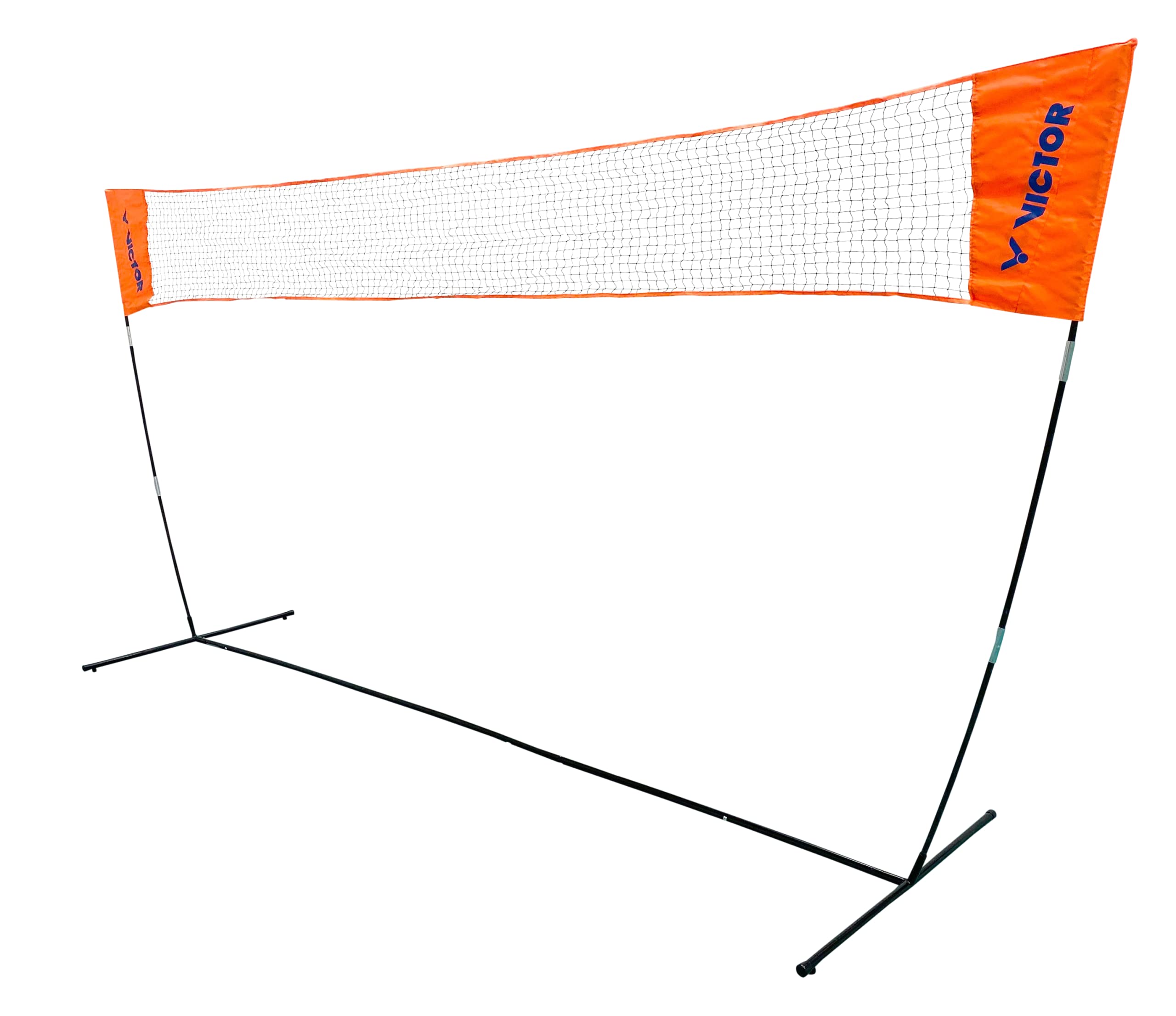 Victor Easy Net - Badminton & Tennis - 3.5m Wide with Adjustable Height - Orange/Blue