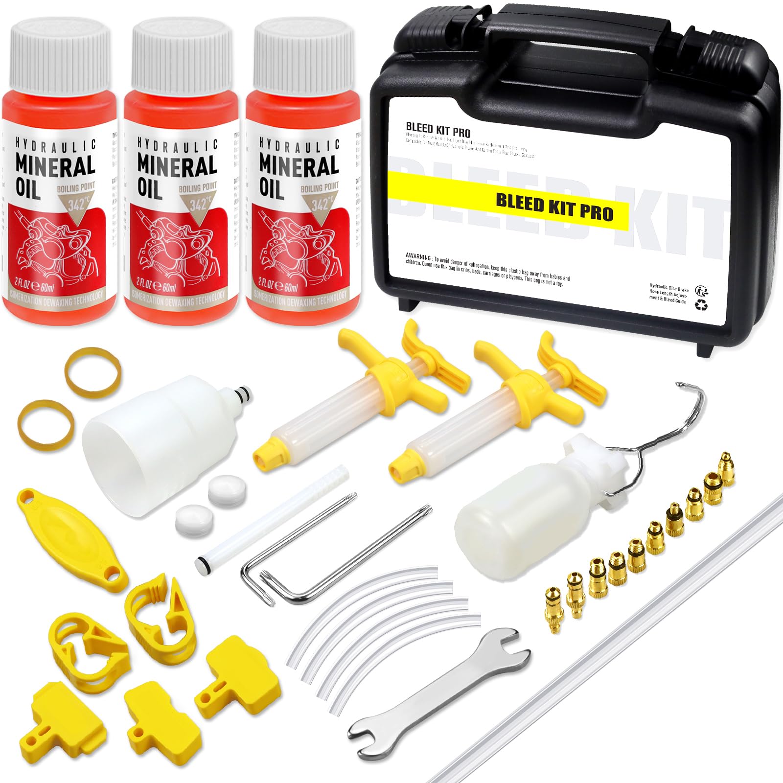 Mytovosn Brake Bleed Kit for Shimano,TEKTRO,MAGURA, Includes Metal Connector Hydraulic Disc Bike Brake Bleeding kit, Including 180ML High Performance Mineral Brake Fluid