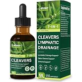 DetoxenNATURE Cleavers Lymphatic Drainage Drops. 7-in-1 Herbal Tincture. | Cleavers Herb Extract Supplement for Detox Cleanse Support &amp; Immune Support w/ Elderberry Reishi. | High Absorption. 2 oz