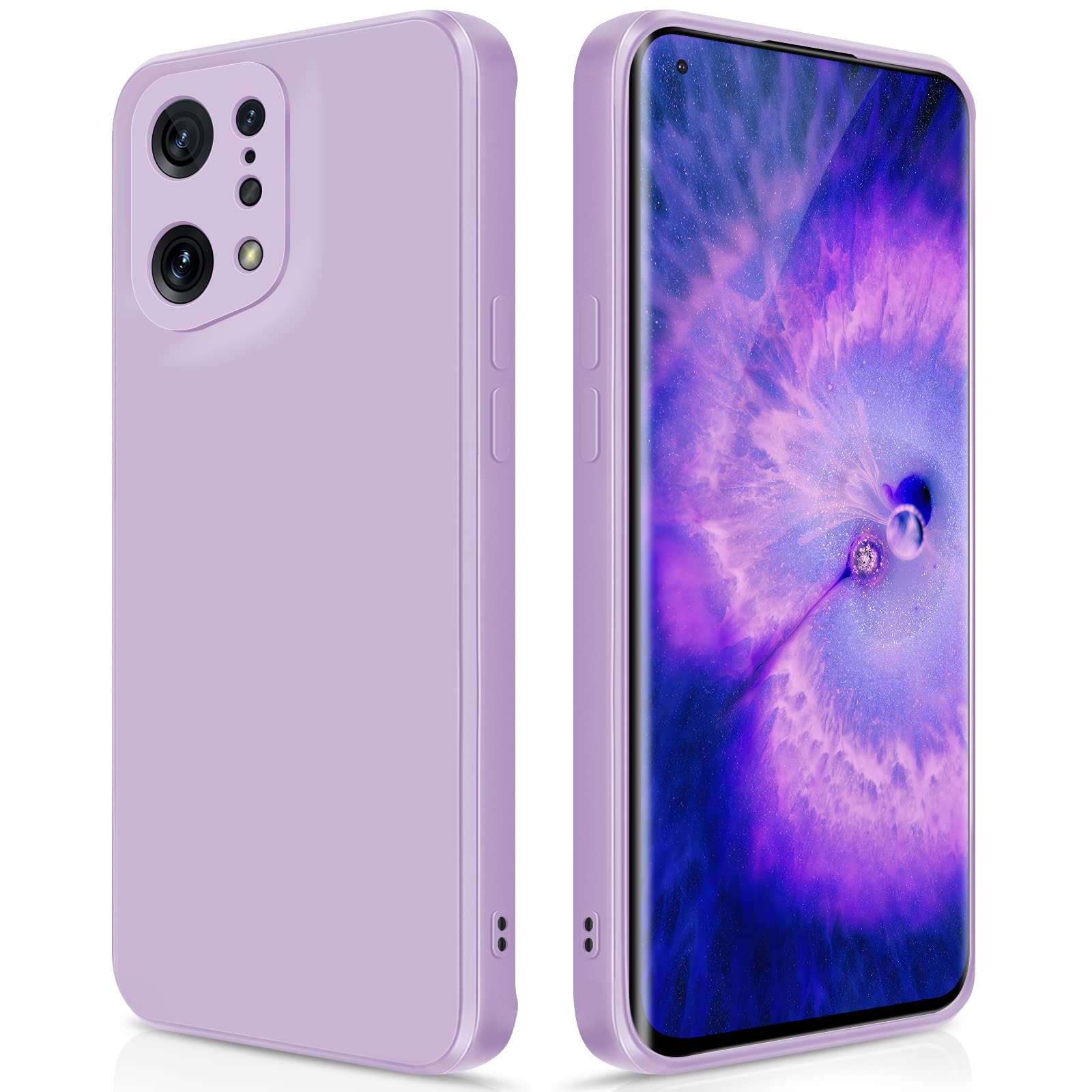 GiiYoon Case Compatible with OPPO Find X5, Silky-Soft Touch Full-Body Protective Phone Silicone Case, Shockproof Cover with Microfiber Lining, Purple — image 1