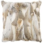 yingda1992 Rabbit Hide Skin Fur Pillowcase Throw Decorative for Living Room,Beds Cushion Cover Fur Pillow Case Cushion Cover (Yellow 50×50cm(20in×20in)