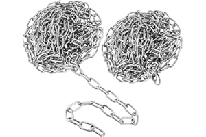 FUNSUEI 2 PCS 5/64 Inch x 13feet 304 Stainless Steel Coil Chain, 2mm Metal Utility Chain for Outdoor Camping, Hanging, Pullin