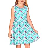 Remimi Girls Summer Sleeveless Dress Tropical Print Skater Twirly Dresses 3-14 Years