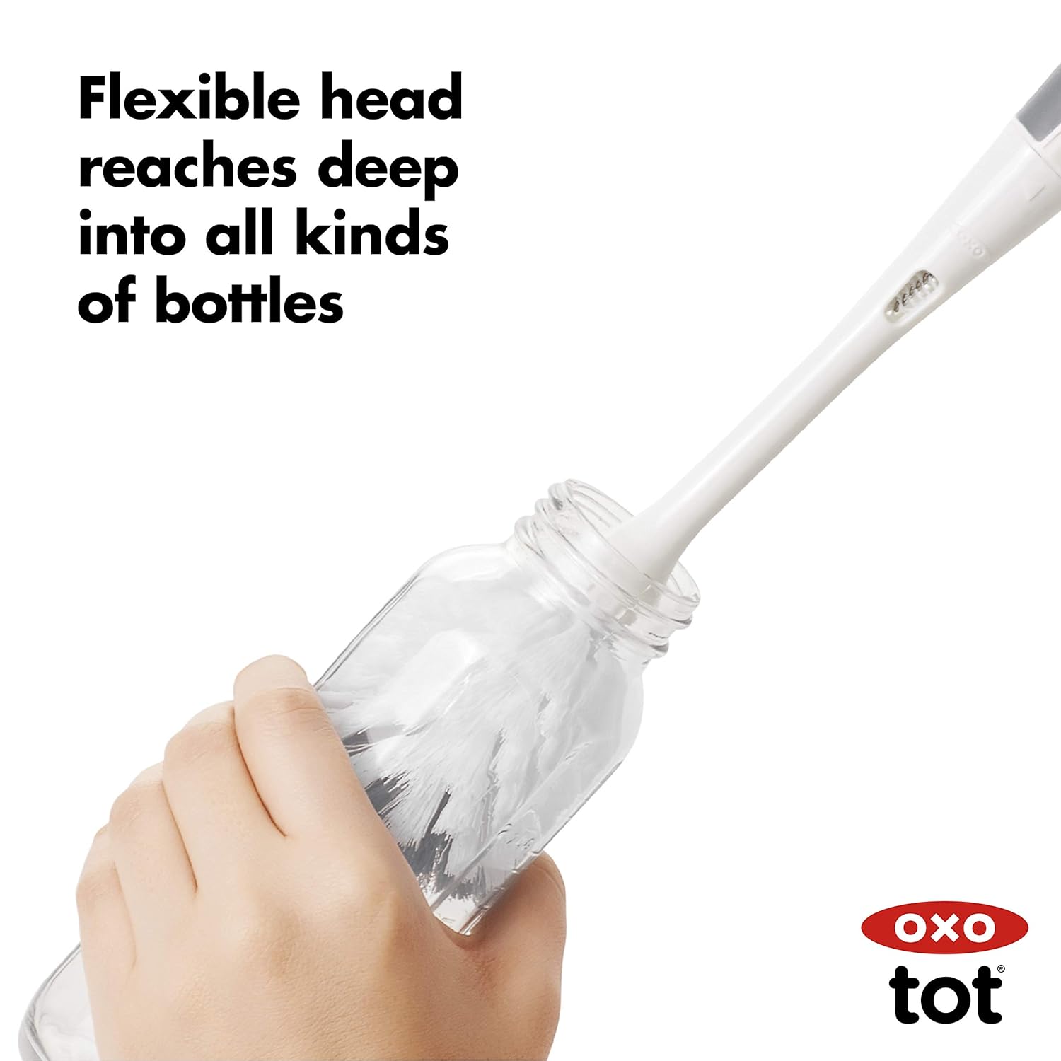 OXO Tot Bottle Brush with Nipple Cleaner and Stand, Gray : Baby