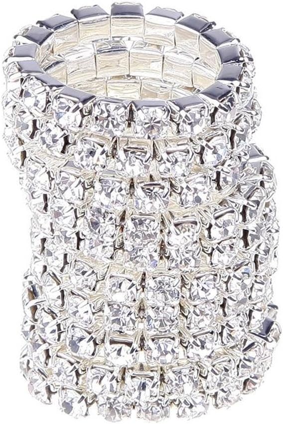 Ownsig 10X Fashion Elastic Jewelry Women Silver Rhinestone Rings Set