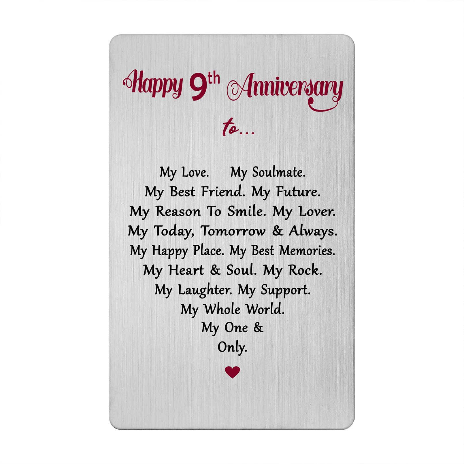 9 Year Anniversary Card for Men Women Him Her- Romantic 9th Wedding Anniversary Keepsake Gift for Husband Wife