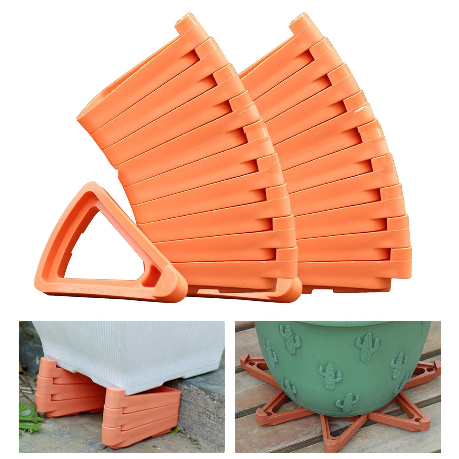 SIYANO 24 Pcs Plant Pot Feet, Triangle Flower Pot Stand Invisible Flower Pot Risers Feet, Lifters Non-slip Pot Toe Supports Small to Large Flower for Indoor Outdoor Plant Container