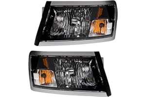 AM AUTOPARTS 2 Piece Headlight Assembly Set Black Bezel Driver & Passenger Side Compatible with Dodge Ram Dakota 2008-2011 CH2518127 CH2519127 1EK58WS2AC 1EK58WS2AD 1EK58WS2AF 1EK59WS2AC 1EK59WS2AD 1EK59WS2AF