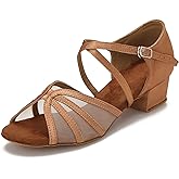 CLEECLI Low Heel Ballroom Dance Shoes Women Latin Salsa Practice Dancing Shoes 1.5 Inch Heel ZB14