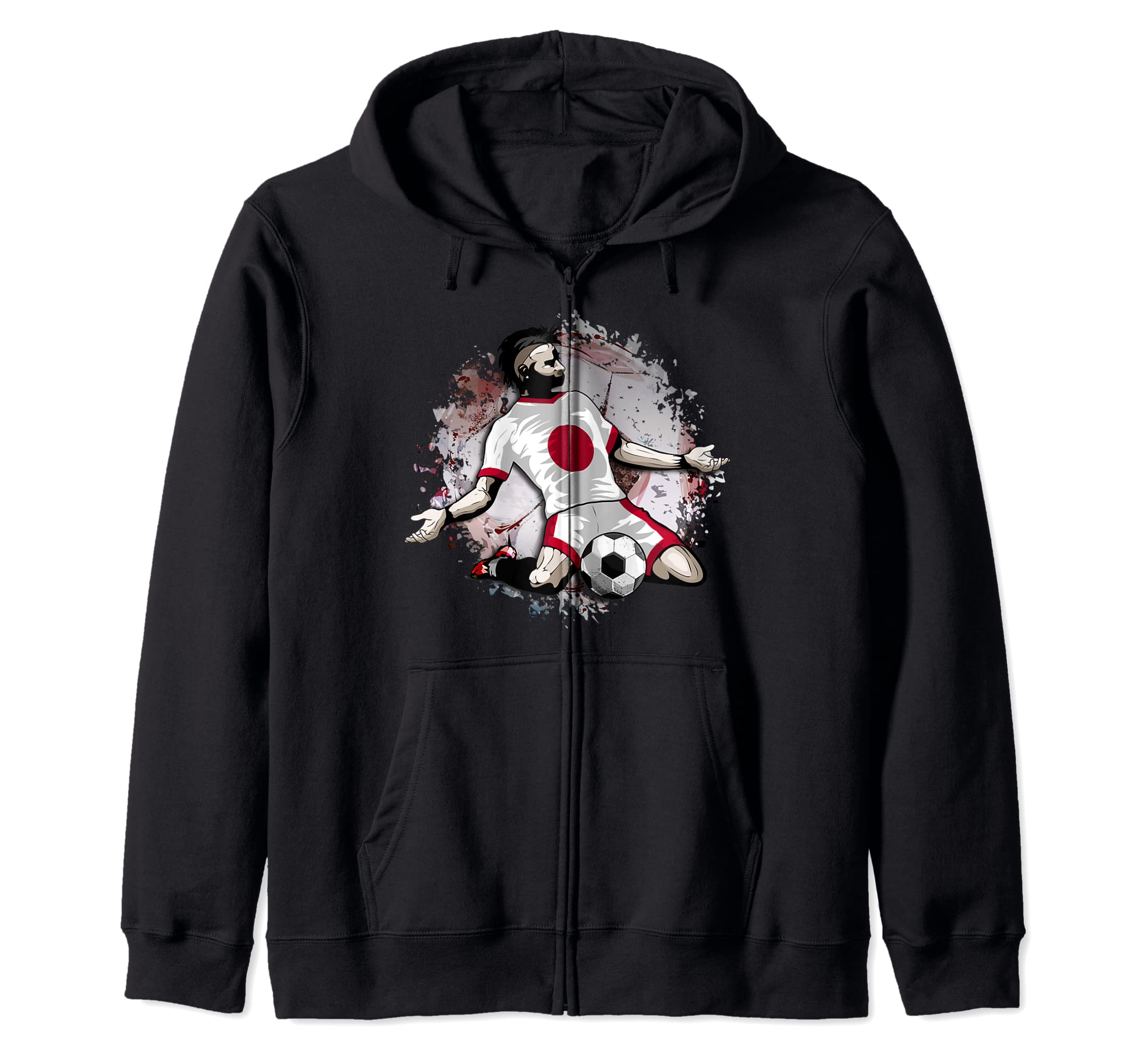 Japan Soccer Japanese National Flag Football Lovers Design Zip Hoodie