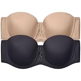 Vanity Fair Women's Beauty Back Smoothing Strapless Bra, 4-Way Stretch Fabric, Lightly Lined Cups up to H