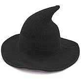 Kaariss Womens Witch Hat Knitted Wool Cap for Halloween Party Masquerade Cosplay Costume Accessory and Daily, Black