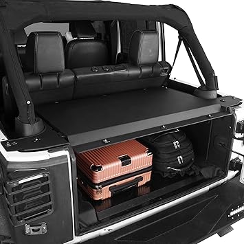 Amazon Com Hooke Road Cargo Cover Tonneau Cover Security Deck Enclosure Compatible With Jeep Wrangler Jk 2011 2018 4 Door Unlimited Home Improvement
