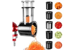 LETOMS Slicer Shredder Attachment for KitchenAid Mixer - 5 Blade Cheese Grater & Veggie Slicer Accessories